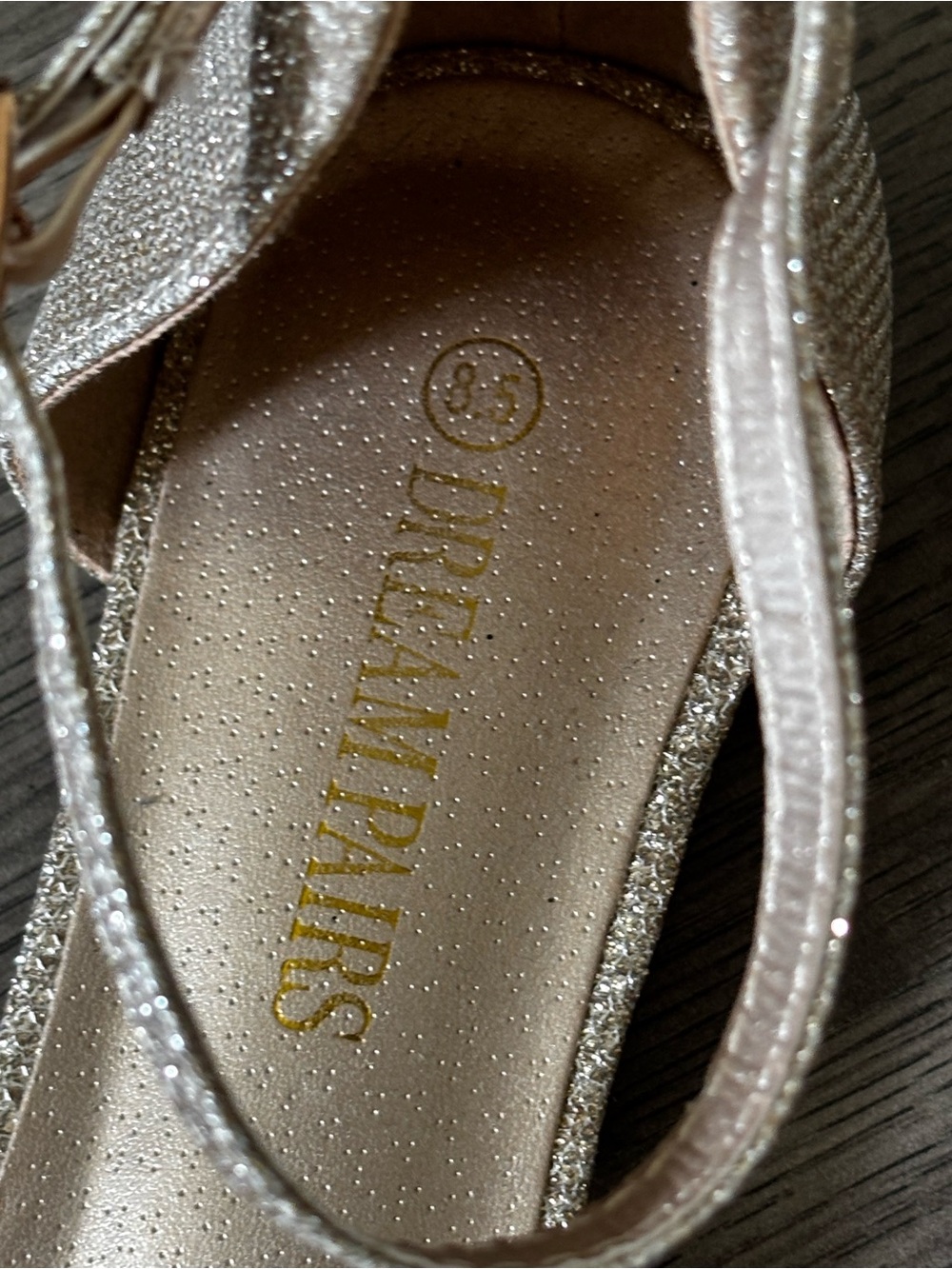 Dream Pairs Gold Glitter Pointed Toe Ankle Strap Flats - Picture 4 of 5